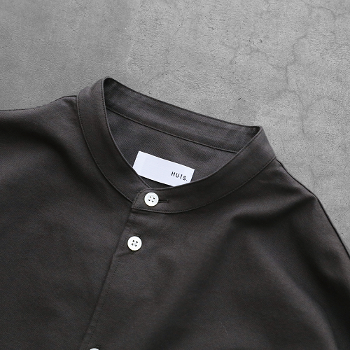 HUIS 遠州織物 スヴィンオックスフォードバンドカラーオーバーシャツ