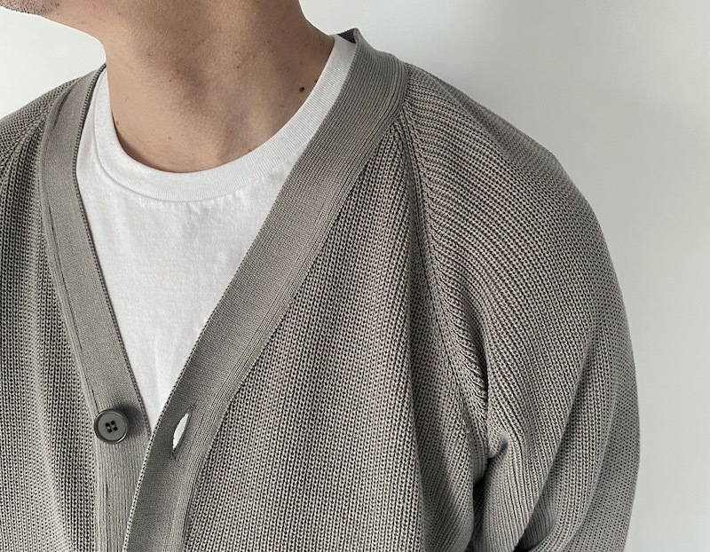 STILL BY HAND コットンシルク片畦カーディガン 46 トップス