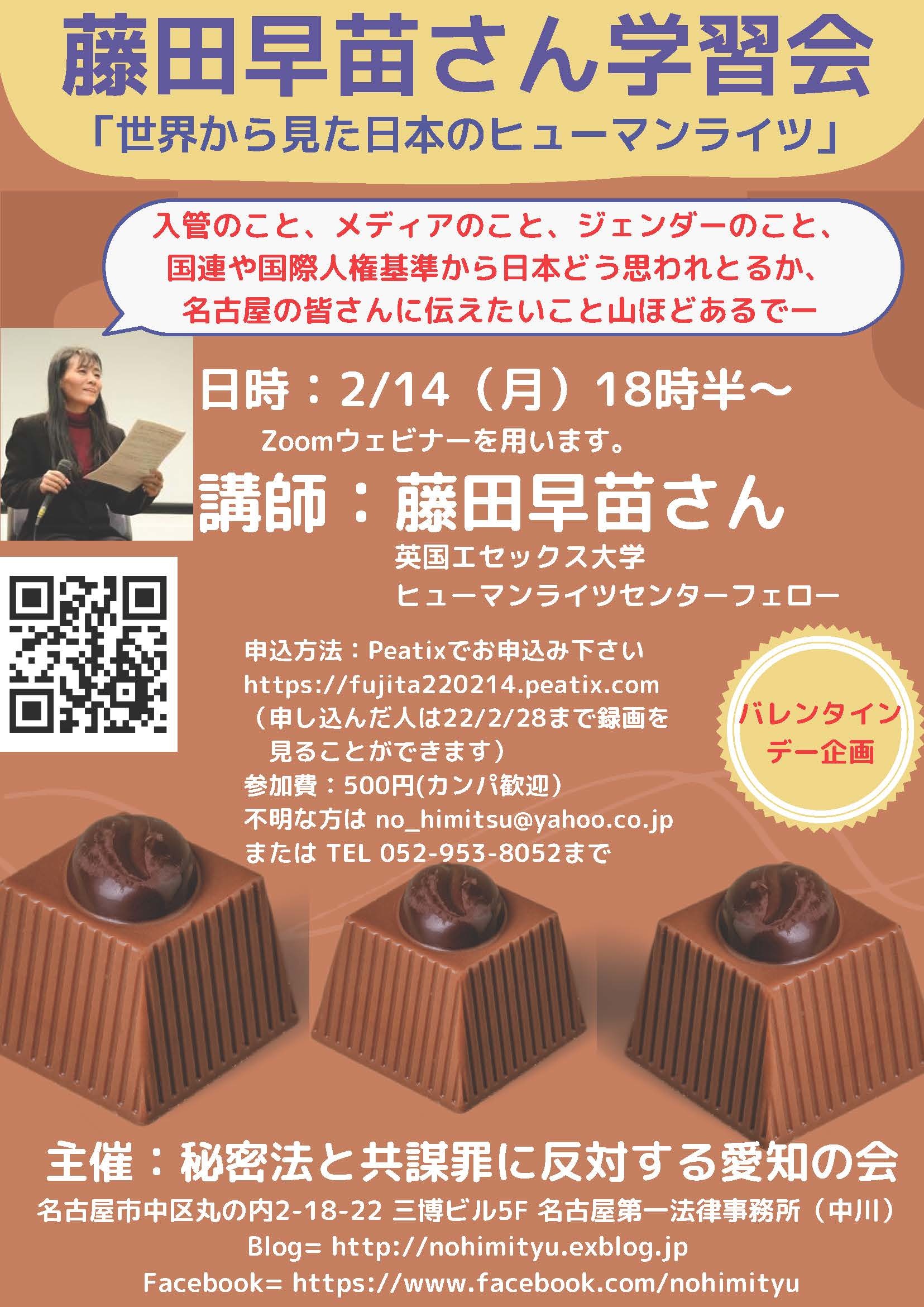 【オンライン】22/2/14（月）藤田早苗さん講演会 　「世界から見た日本のヒューマンライツ」_c0241022_17014304.jpg