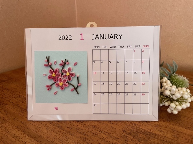 季節の花カレンダー 1月 ペーパークイリング Totoクラフト