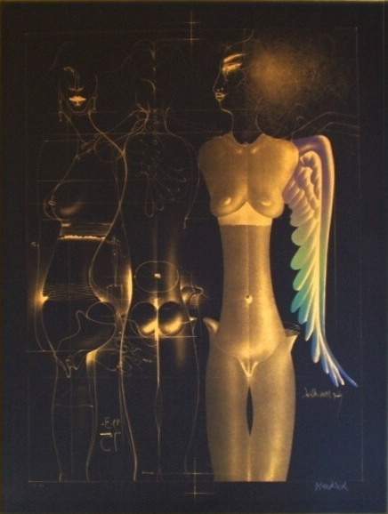 パウル・ヴンダーリッヒのリトグラフ「Der goldene Engel」（1975 