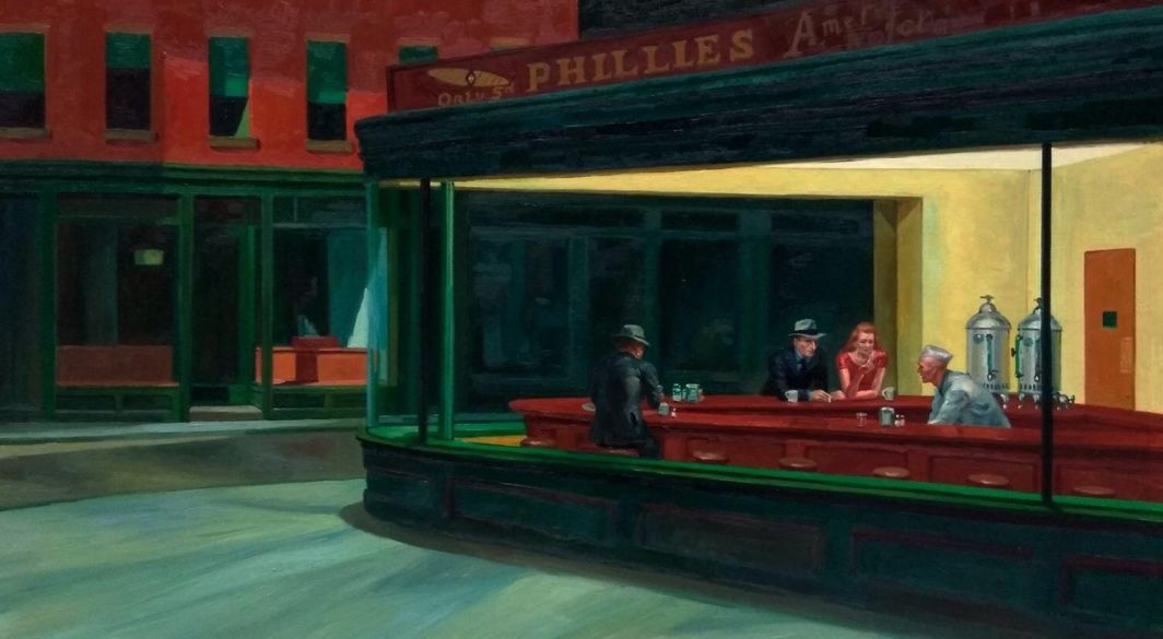 Edward Hopper ≪Nighthawks≫をイマ流行りの3D電光掲示広告で