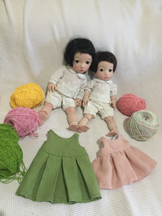 梅子もとい茶子ちゃんと桜ちゃんの衣装が完成しました。_b0161391_16281896.jpg