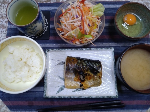 1/21 鯖塩焼玉子定食@自宅_b0042308_07034683.jpg