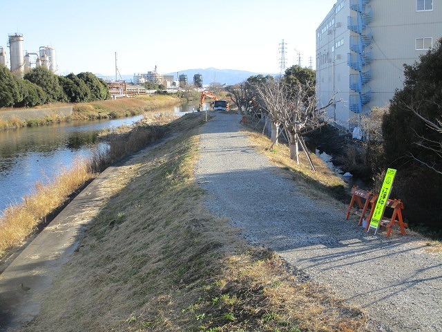 本年度は少し複雑な護岸改修工事が始まっている ヒガンバナの土手の滝川_f0141310_08175228.jpg