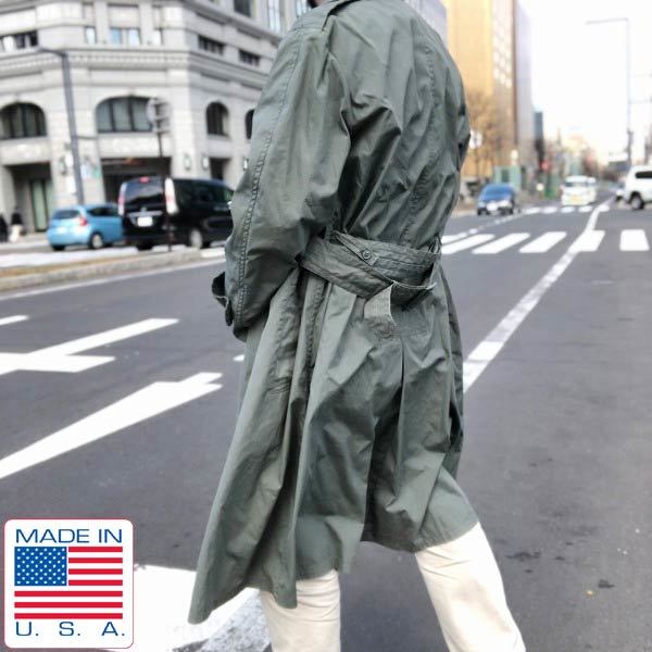 参考にお買い物♪ ミリタリー レイン コート カーキ Military 古着 メンズ FREE ステンカラーコート