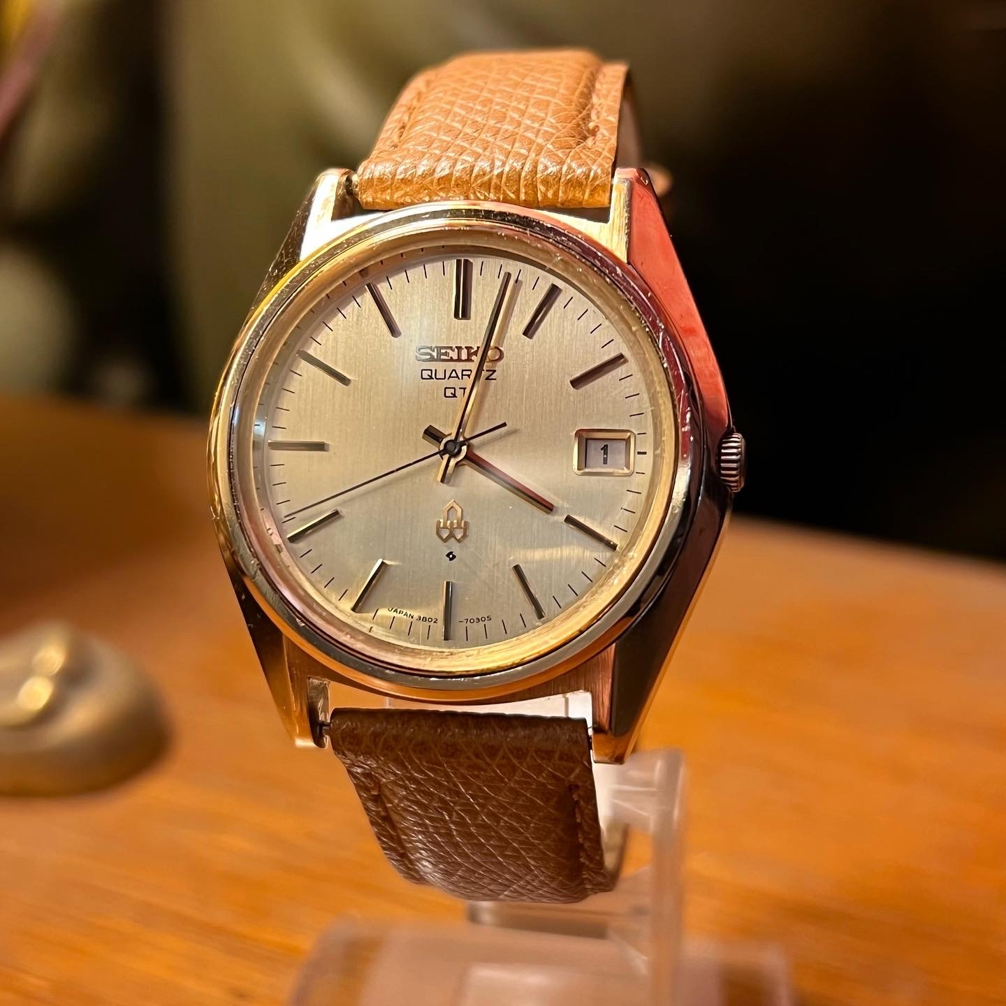 1975 SEIKO QT38クォーツ/cap gold 3802-7031 : アンティーク