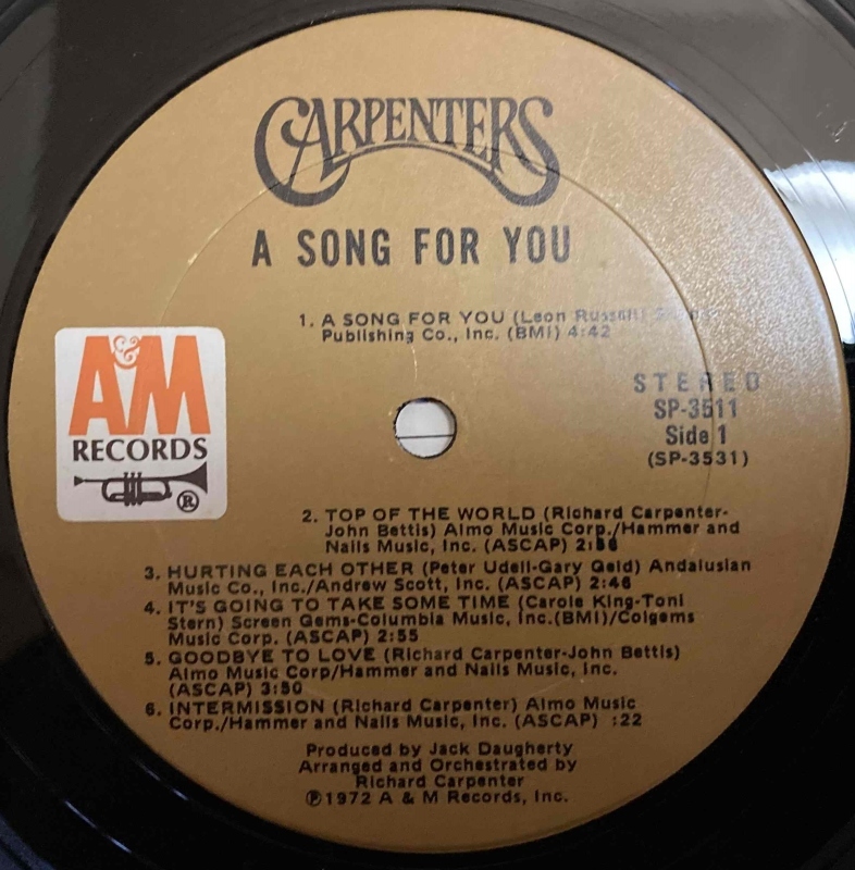 Carpenters その4 A Song For You : アナログレコード巡礼の旅 Carpenters その4 A Song For You : アナログレコード巡礼の旅