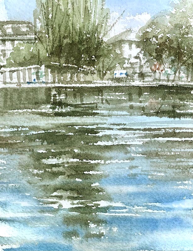 パリ ルカク運河 : 赤坂孝史の水彩画 AKASAKA TAKASHI watercolor