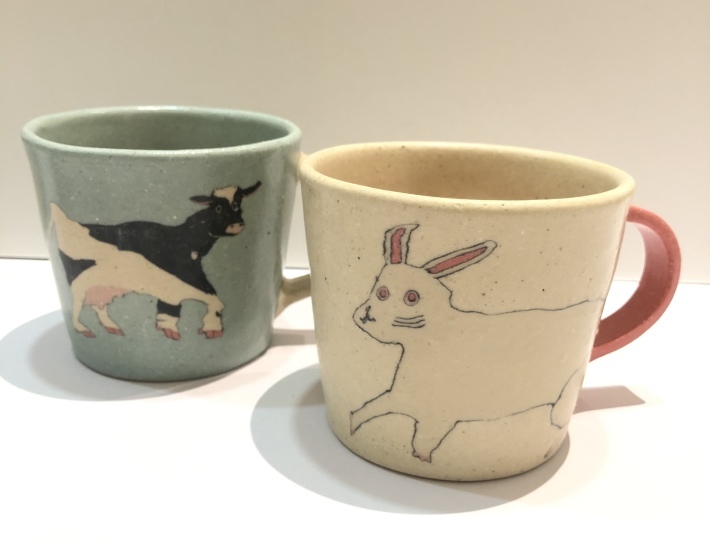 【中古品】田中ちあきさん　花柄　マグカップ＆お皿 中古品】田中ちあきさん 花柄 マグカップ