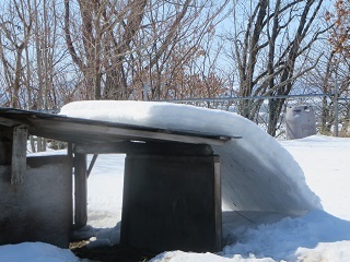 屋根の上の雪が塊のまま、滑り落ちています_b0405523_02105890.jpg