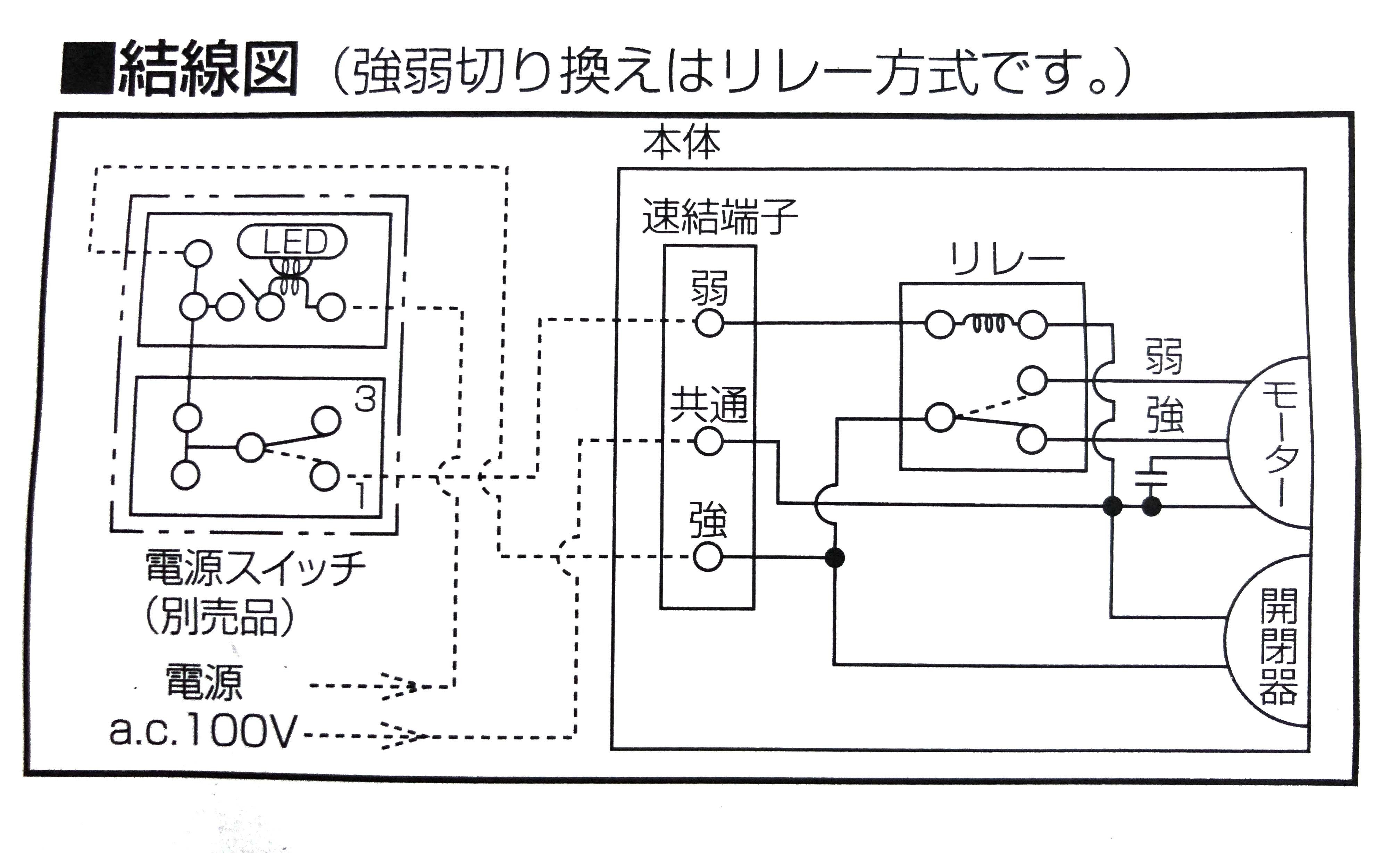 換気扇純正スイッチをトグルスイッチで置き換え Dessin