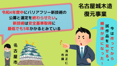名古屋城木造化　市「バリアフリー新技術の安全基準取得に最低でも5年かかるとみている」_d0011701_21562557.png