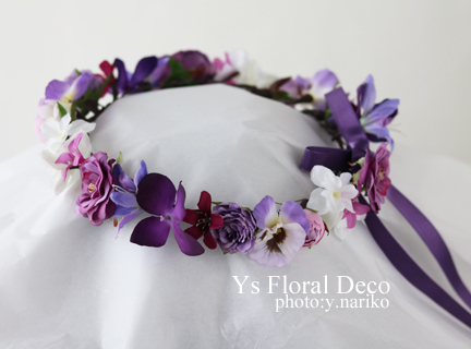 紫のドレスに合わせる花冠と花かご_b0113510_13035932.jpg
