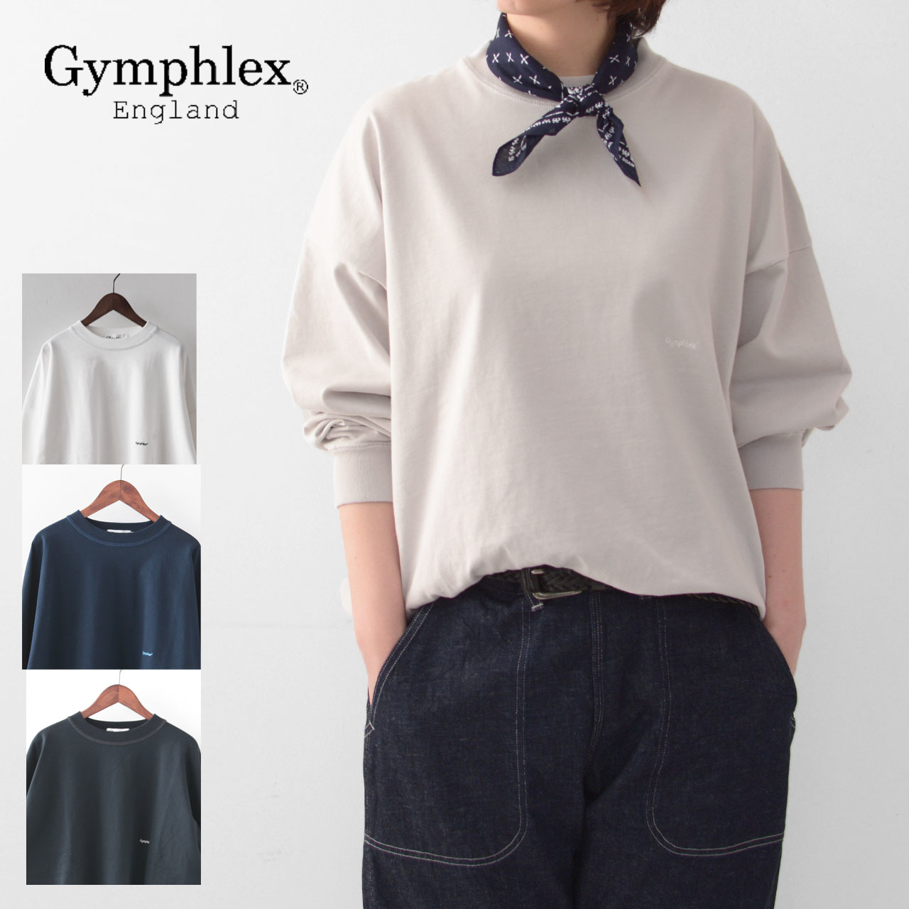 Gymphlex [ジムフレックス] 刺繍ロゴ 長袖ビッグTシャツ [GY-C0102 HWJ]_f0051306_11043733.jpg
