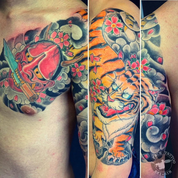 般若＊虎＊桜＊五分袖＊ : 2FACE TATTOO STUDIO JAPAN 千葉県