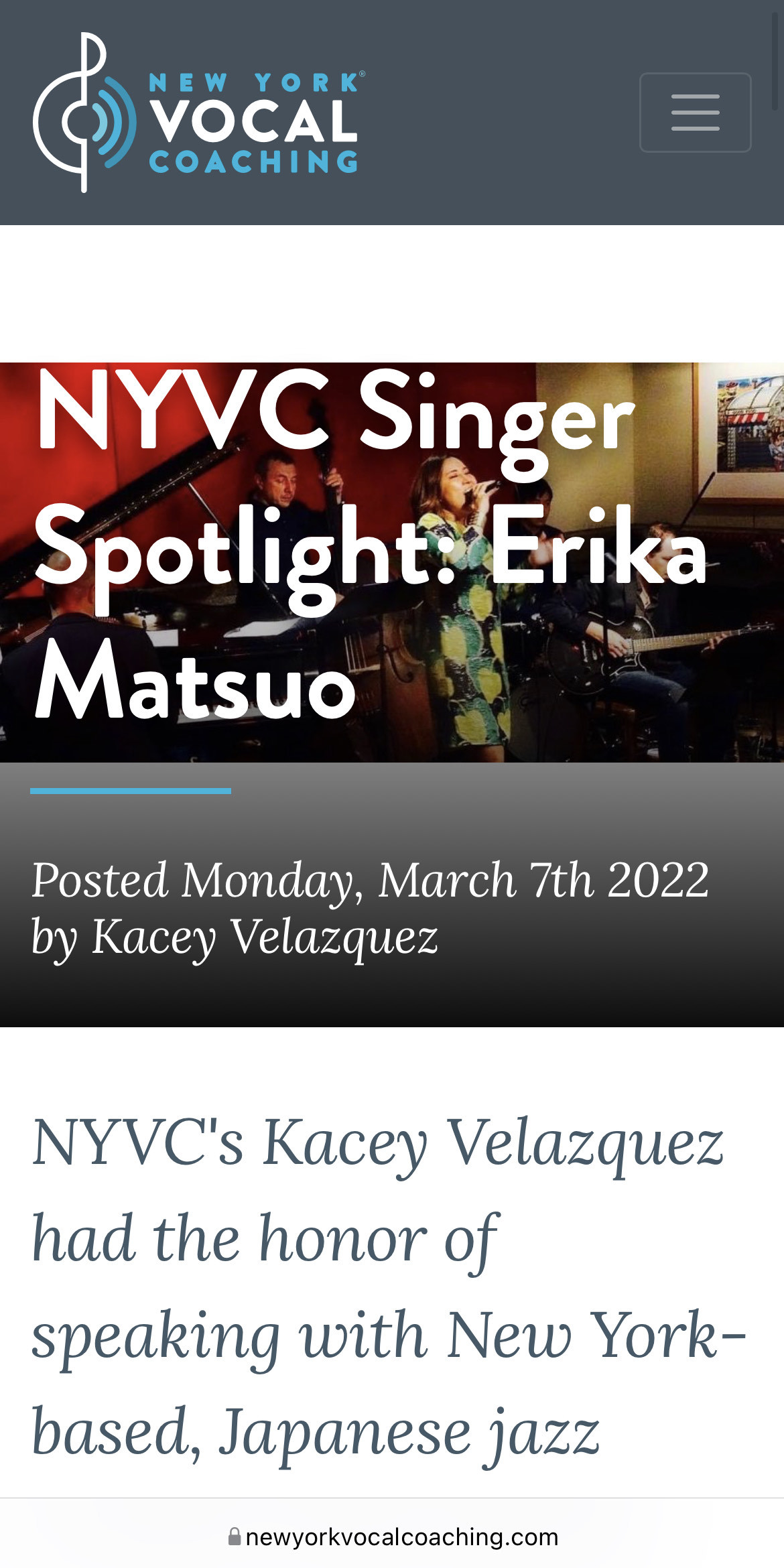 NY人気ボーカルコーチングスタジオNYVCのJustin Stoneyから Singer Spotlightに選んで頂き にインタビューを受けました!_a0150139_07393658.jpeg