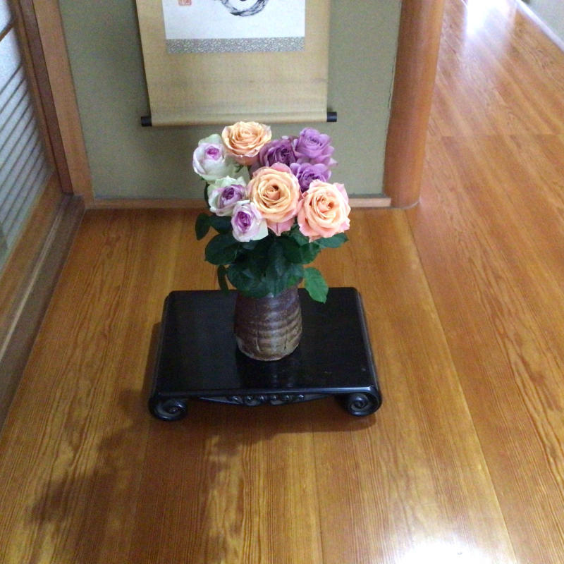 3週間も咲き続けている切りバラと悲しいドラキュラ バラやらナンやら