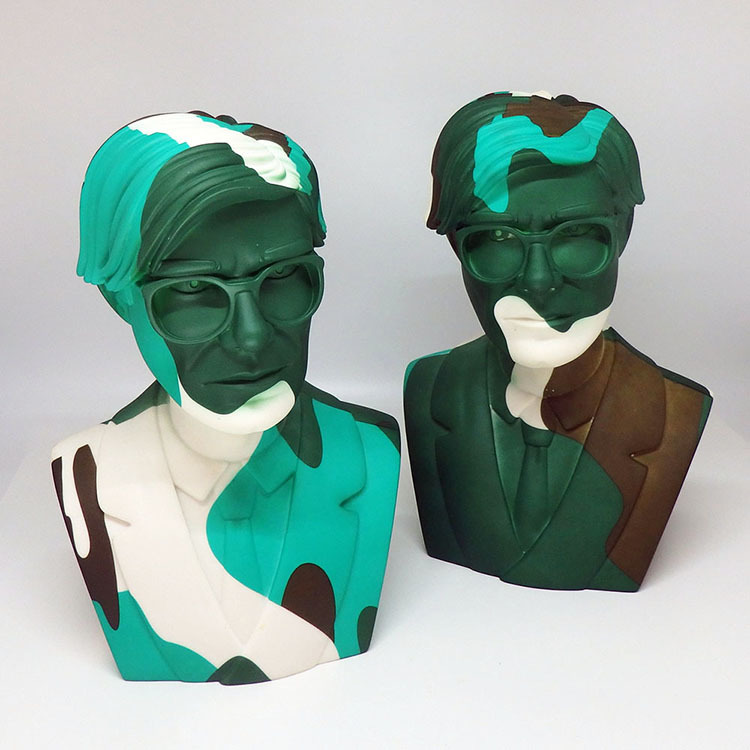 Andy Warhol 12\" Bust Vinyl Art Sculpture - Green Camouflage_e0118156_14450409.jpg