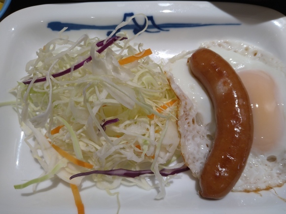 4/12 松屋 ソーセージエッグ定食冷奴ライスミニ￥390_b0042308_07001567.jpg