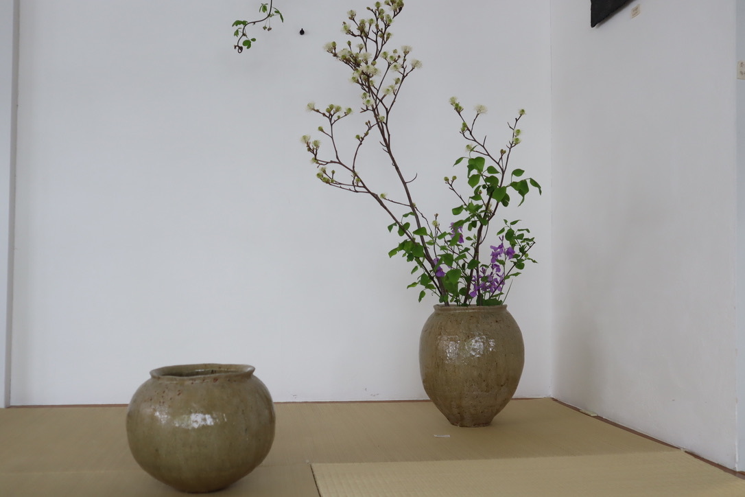 長谷川奈津展 花器と今朝並んだうつわと_b0132442_11432621.jpeg
