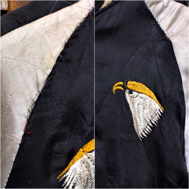 しま　50s souvenir jacket オリジナル虎　鷹　別珍 50s Japan Souvenir Jacket 50年代 スカジャン 別珍 ベロア 赤