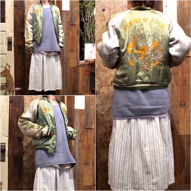 しま　50s souvenir jacket オリジナル虎　鷹　別珍 50s Japan Souvenir Jacket 50年代 スカジャン 別珍 ベロア 赤