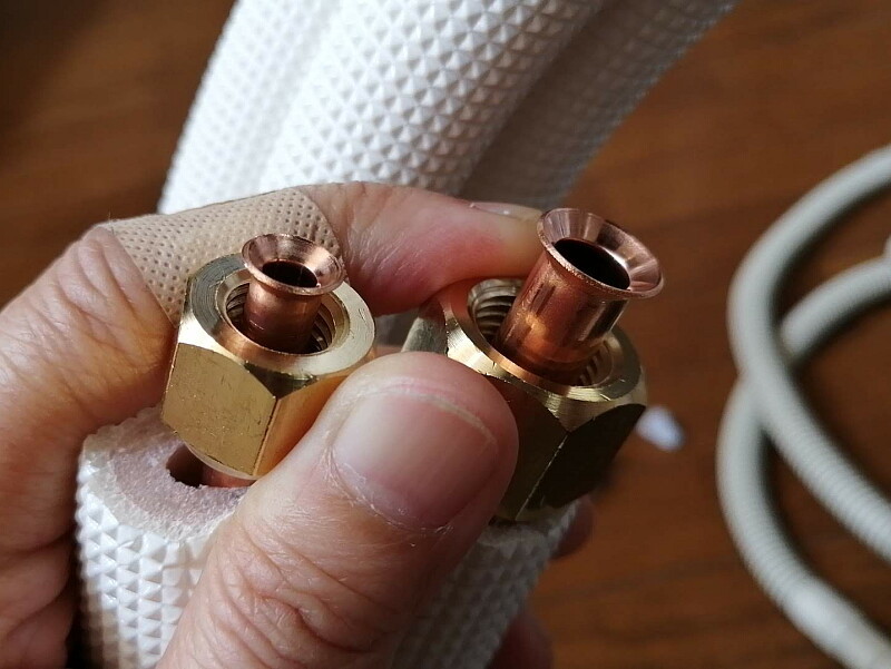 エアコン取付「接続部に自信がない」の詳細その1・フレア加工済み配管