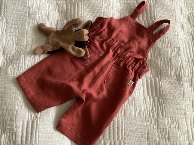 孫服つくり リネンのベビーサロペット3_d0348118_14183320.jpeg