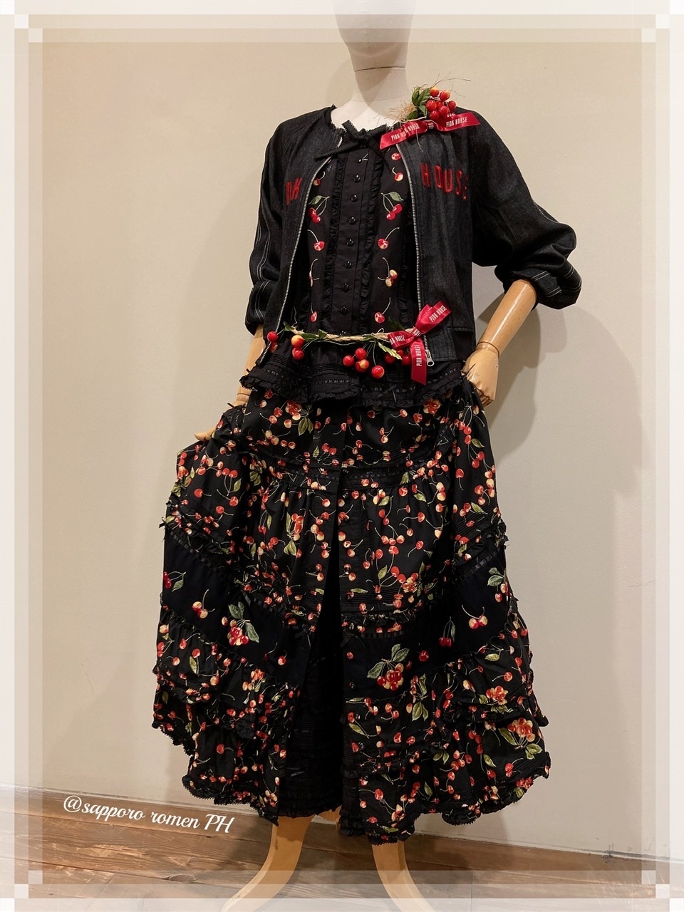 PINK HOUSE5月新作☆チェリーズプリント②黒コーデ : 札幌 PINK HOUSE5月新作☆チェリーズプリント②黒コーデ : 札幌