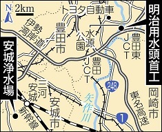 明治用水頭首工 堰の下部に穴、水が抜ける-1_f0197754_00124614.jpg
