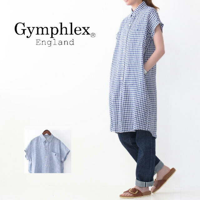 Gymphlex [ジムフレックス] LINEN STRIPE&GINGHAM S/S SHIRT ONE PEACE [J-1098 LNP] _f0051306_15575808.jpg