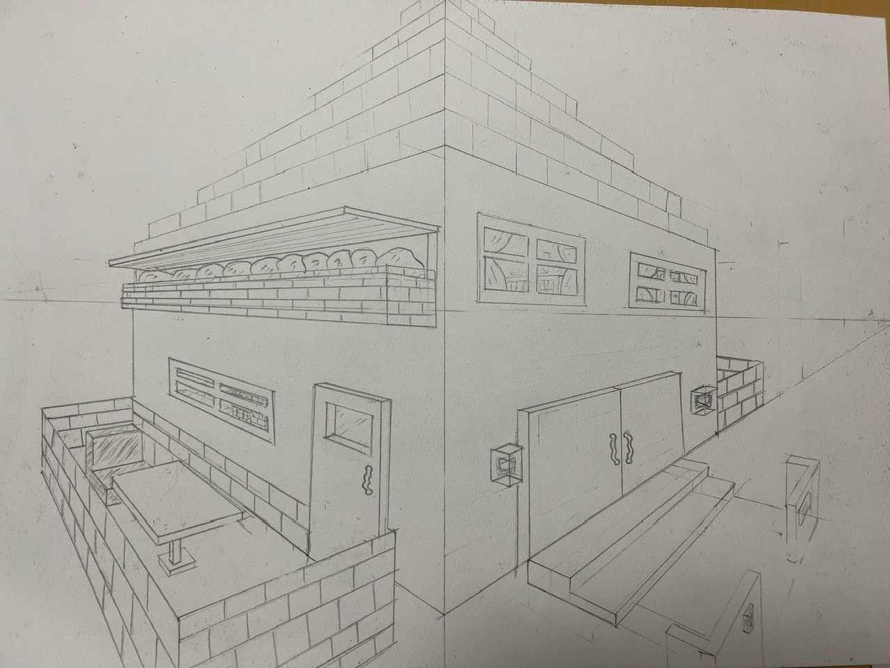 中学１年生 二点透視図法 ２作目 東西線浦安駅徒歩２分の絵画教室 Atelier創 アトリエ ソウ のブログ