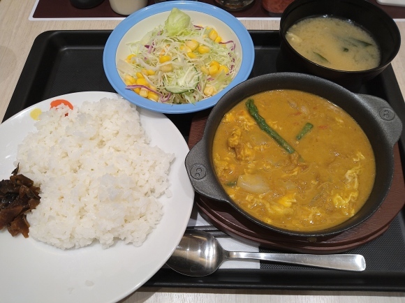 6/5夜勤前飯 松屋 松屋風プーパッポンカレー並盛生野菜サラダ付￥790_b0042308_19031482.jpg