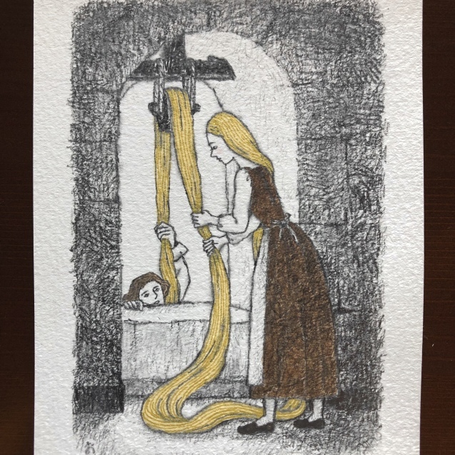 物語絵 髪長姫 ラプンツェル 丘の上から通信