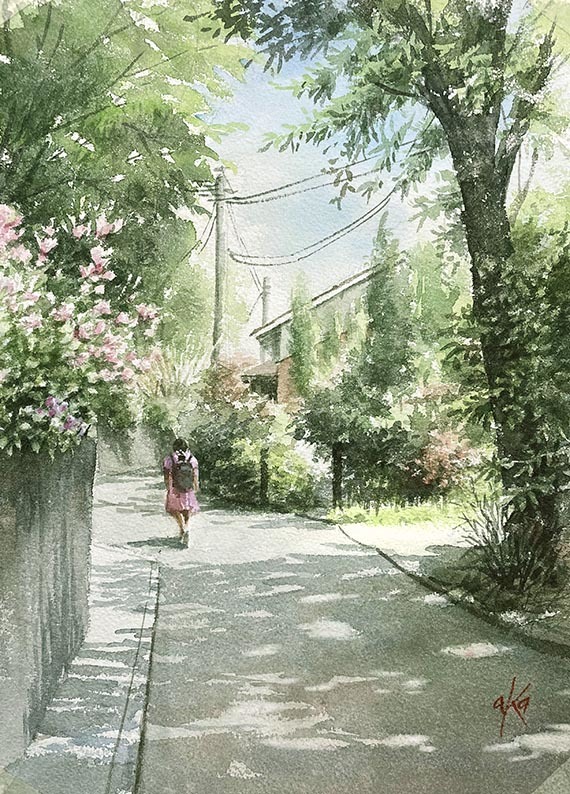 梅雨明け33度 : 赤坂孝史の水彩画 AKASAKA TAKASHI watercolor