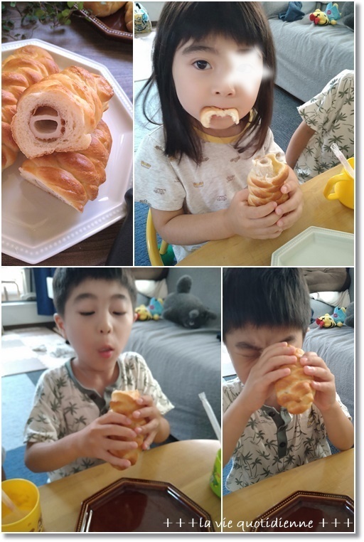 ちくわパン!暑過ぎてパンなんて作りたくないけど(笑) 保育園での水遊び事情!_a0348473_07302659.jpg
