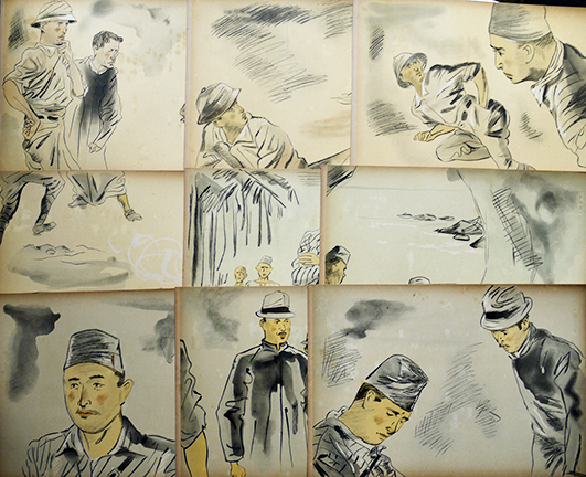 戦時紙芝居「マレーの虎」西正世志画 全21枚揃い 日本教育画劇