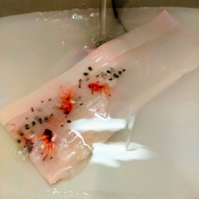 220722 麻地金魚文様刺繍半襟を手洗い_f0164842_16344812.jpg