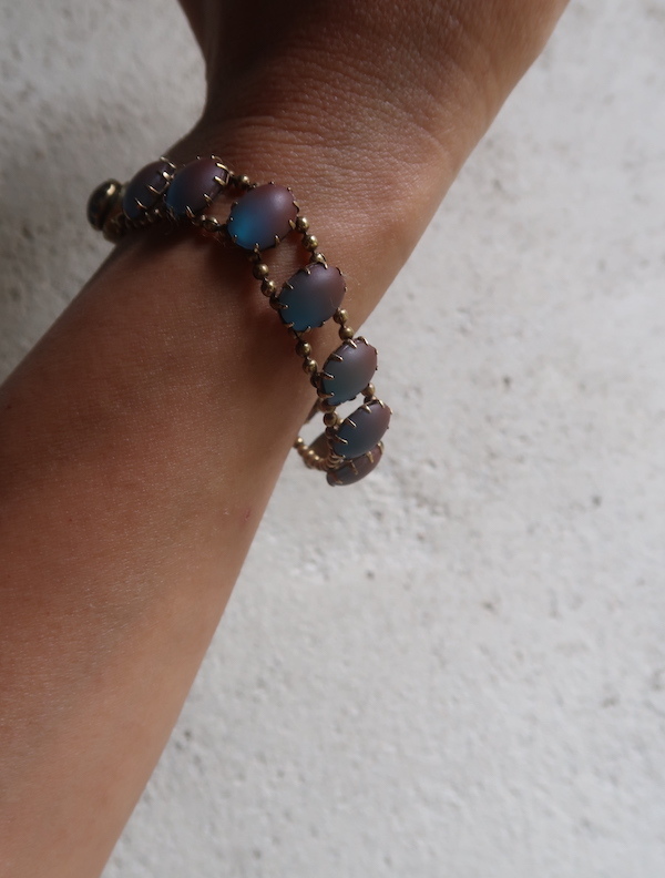 サフィレット　ビーズブレスレット アンティークサフィレットブレスレット ゴールドチェーン