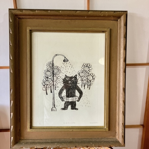 ねこくすフリマ29・藤製猫ベッド、版画_f0054677_08262020.jpg