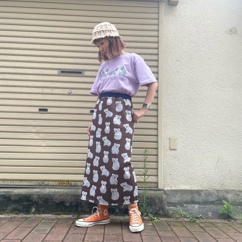 美品☆didizizi コアラ柄 タイトスカート ブルー - メルカリ