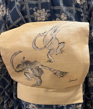 人見敏男さん・鳥獣戯画の麻帯・鳥獣戯画の電車。_f0181251_18320303.jpg