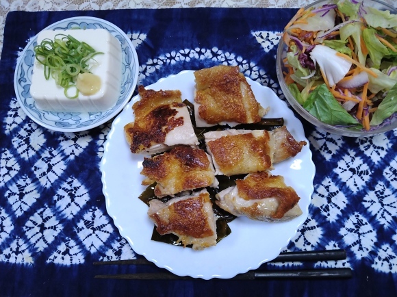 8/27 サントリー金麦琥珀の秋、鶏肉の昆布締めステーキ@自宅_b0042308_12345893.jpg