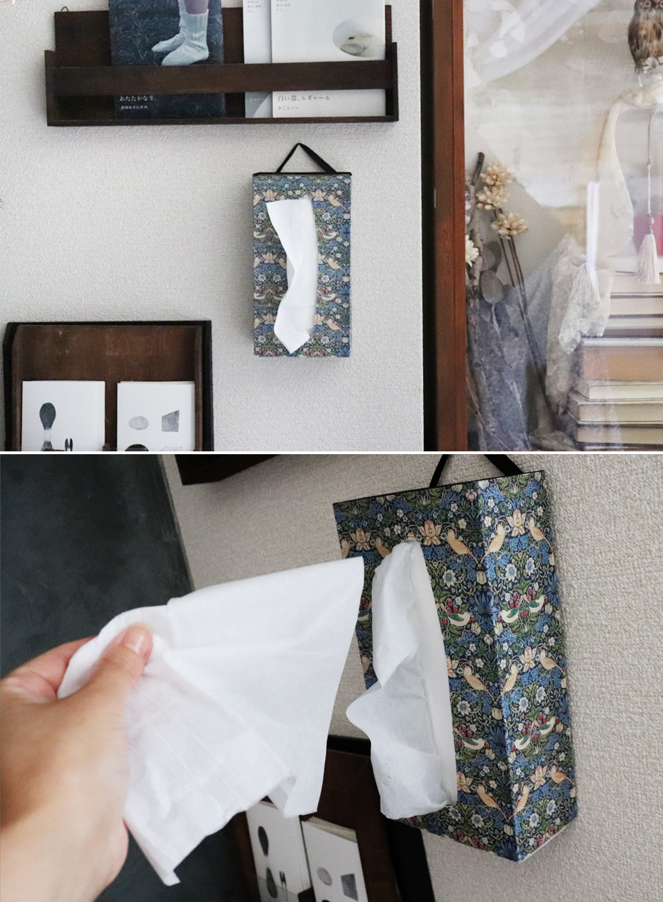 セリアの「ウィリアム・モリス」グッズで「ティッシュケース」を