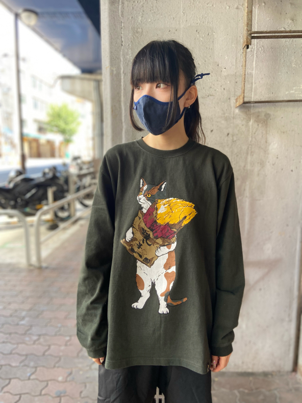 go slow caravan】 超ヘビーUSA/C 焼き芋猫 ロングスリーブTEE go slow caravan】 超ヘビーUSA/C 焼き芋猫 ロングスリーブTEE