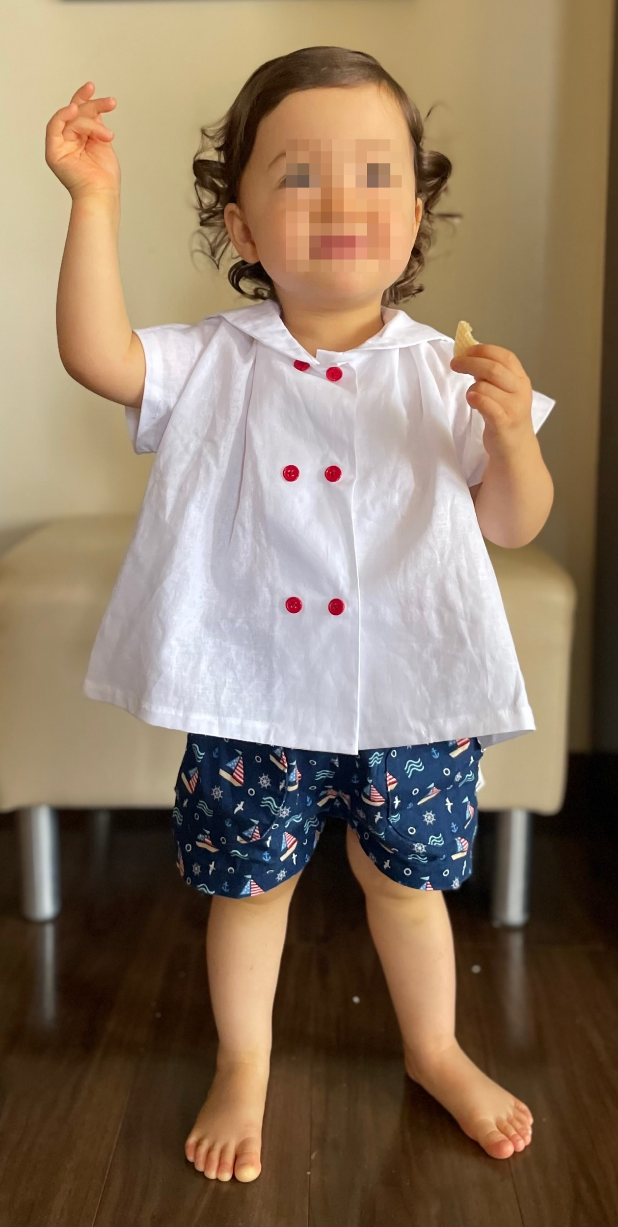 孫服つくり セーラーカラーのシャツの着画_d0348118_19070067.jpeg