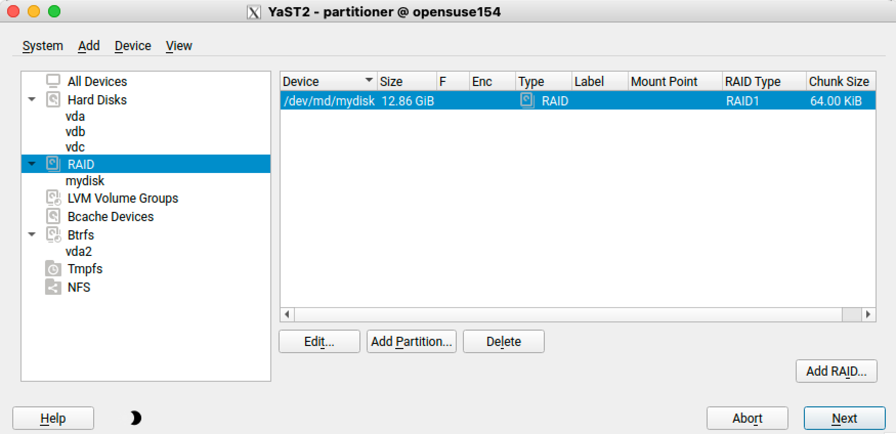 Linux ソフトウェア Raid 作成 openSUSE 15.4 YaST GUI(前編)_a0056607_15391208.png