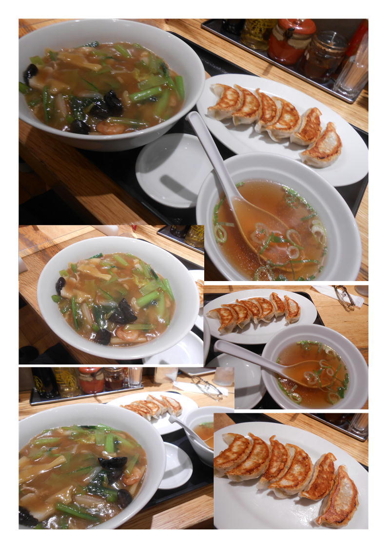 五反田で大阪王将という店を見つけ、入ってみた。 食べたものは最近食べる機会が多い「中華丼+餃子の定食」_f0388041_07102947.jpg