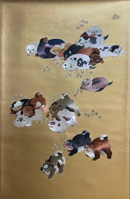 刺繍絵画の世界展へ・小倉久兵衛さんの犬の刺繍帯_f0181251_17535392.jpg